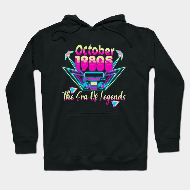 Birthday Boombox 1980s 80s Era Born Retro 1980 Hoodie by Outrageous Flavors